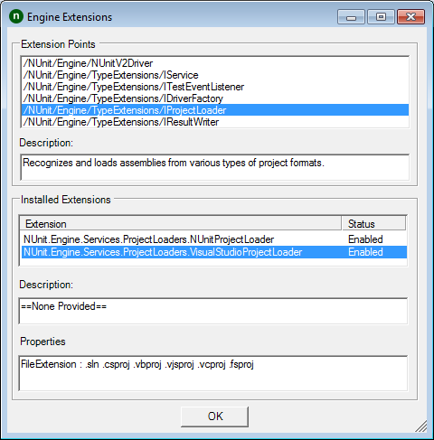 Extensions Dialog