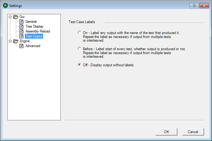 Text Output Settings