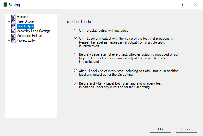 Text Output Settings